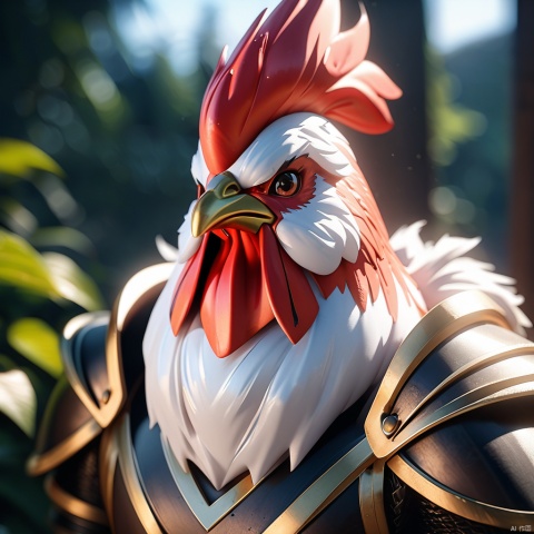 watermeloncarving,super cute fluffy Rooster warrior in armor, photorealistic, 4K, ultra detailed, vray rendering, unreal engine, mysterious, masterpiece, best quality,super realistic,crazy etails