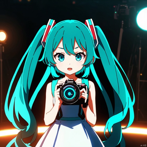  beautiful age 18 girl, (anime screencap), aqua hair, hatsune miku, twin tails, sexy, beautiful, dslr, 8k, 4k, natural skin, textured skin, pixiv, depth of field, cinematic compotision, best lighting, cowboy shot