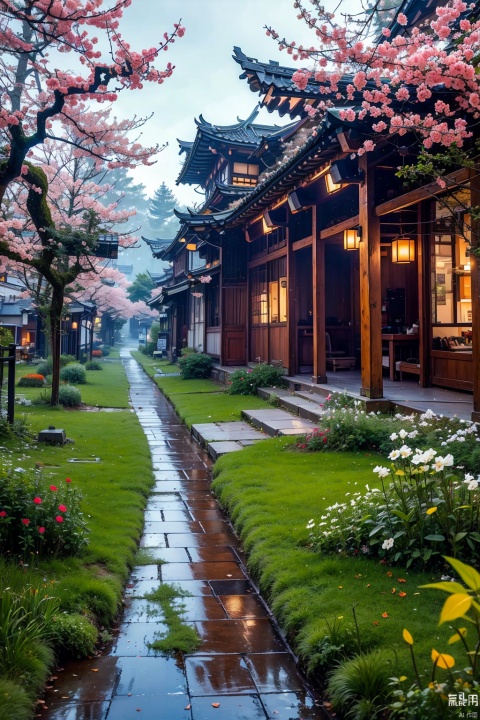 outdoors
￼
day
￼
tree
￼
no humans
￼
leaf
￼
building
￼
scenery
￼
road
￼
spring leaves
￼
architecture
￼
east asian architecture
￼
spring
￼
￼