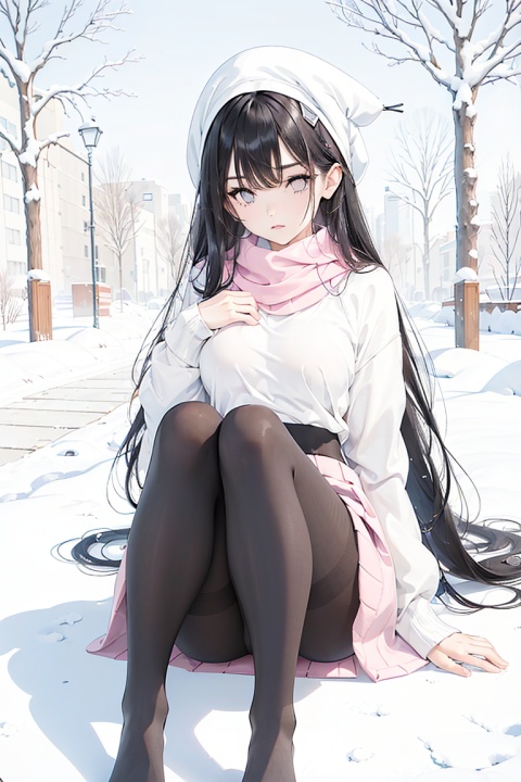  Winter, snow, beautiful youth girl, pantyhose, random colors, long sweater, scarf, depth of field, real light, ray tracing, OC renderer, UE5 renderer, super realistic, best quality, 8K, master works, ultra fine, detailed, correct human body structure, walking,black pantyhose,

1girl\((bishoujo), (pure black hair:1.5), (black eyes:1.5), (small breast:1.6), (straight_hair:1.4), long_hair, (very_long_hair:1.5), anime_hair, slim, (hairless:1.2), sharp_eyelid, eyeliner, eyelashes, eyeshadow, (perfect detailed face), (pink lipgloss:1.3), long legs\),

sitting, (sitting_down:1.5), cxg, greyscale