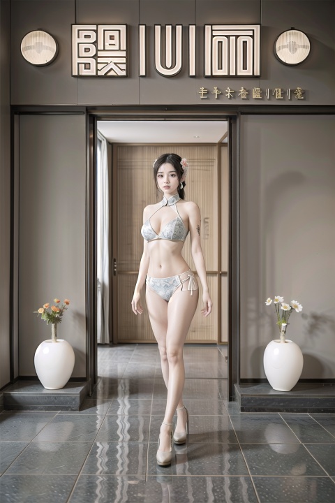 A beautiful woman with delicate facial features,(meca style), big breasts, full body portrait, tattoo all over body, flower arms, Standing in a large villa, indoor
offcial art, colorful, Colorful background, splash of color,movie perspective, advertising style, magazine cover,Modern, Chinese, Song rhyme, Oriental
, 1 girl, film grain