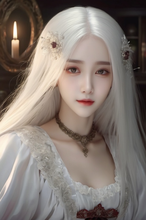  best quality,masterpiece,highres,cg,1girl,Photograph,high resolution,8k,mirror selfie,photo of a old woman with white long hair,anime art,dark,Gothic,cancer,Dingdall effect,