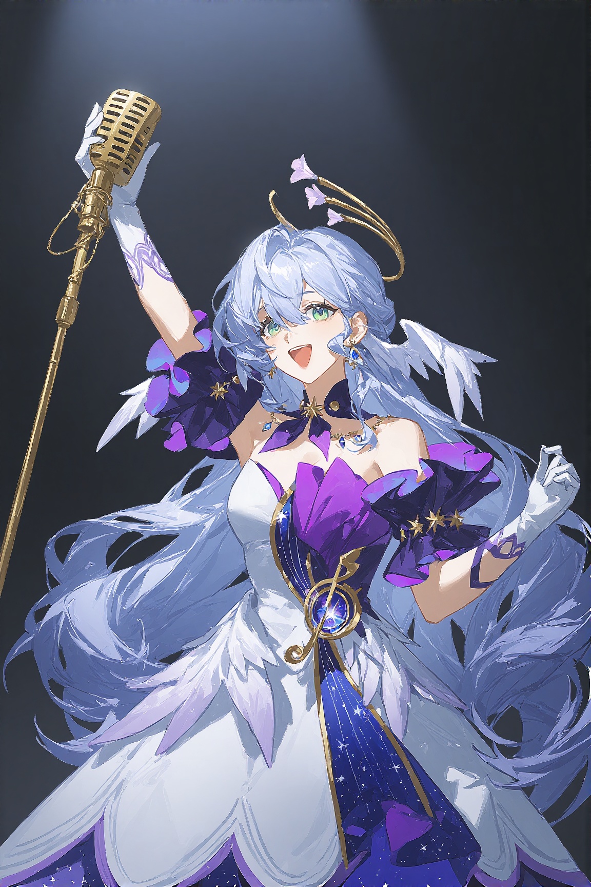 Robin (Honkai: Star Rail) 1girl long hair,  light blue hair,  silver hair by langin233 on Tensor.Art