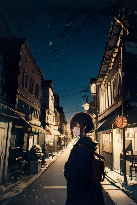  1girl,streetlight,night, hitoroa