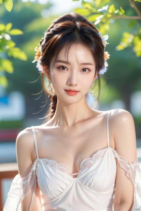  Beauty, best quality, super detail, fine detail, high resolution, 8K wallpaper, perfect dynamic composition, beautiful detailed eye, suit, off-shoulder, cleavage, xiqing, 1girl, (\yan yu\), (\xing he\), (\shuang hua\), huliya, mimi, wangyushan,smile