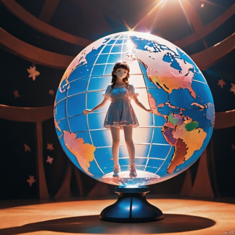  A girl,Stand on the ground,twinkle, crystal, Dreamy, Surreal, celestial globe, glowing light, super detail, award winning, best quality, high details,hell, keaiduo