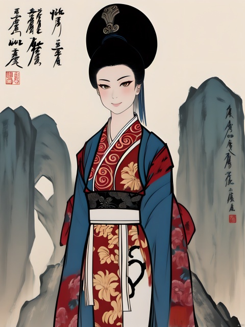 Chinese lady,石头,柳树,文字,动物,upper body,