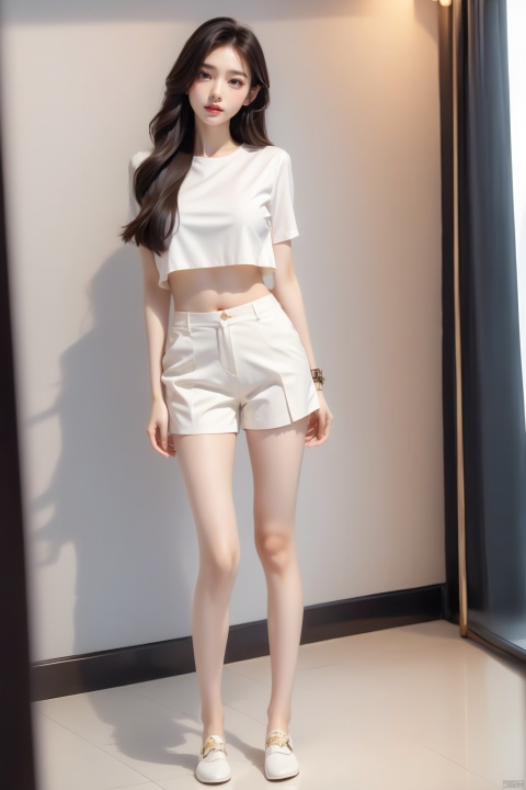  (Best Quality), (Masterpiece), (High), Illustrated, Original, Very Detailed,1 Girl,(from below),full body,Solo, Shorts, Big breast,long Hair, Whistle, Long Legs, Wrist Straps, Navel, Long Hair, Abdomen, Shorts,Shirt, Lips, White Shorts, Long Legs, Looking at the Audience,yebin, jy, miniJK, 1 girl, liuyifei,Outside