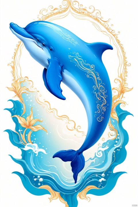  Intricate vector illustration design of a cute Dolphin for t-shirt, 3-6-9 pattern. Elegant, sophisticated, intricate line work, ornate details, muted color scheme, subtle gradients. Art and mathematics fusion, hyper detailed, trending at artstation, sharp focus, studio photography, intricate detail, highly detailed, centered, perfect symmetrical, bright color, solid white background, with adobe illustrator, in the style of Studio Gibli