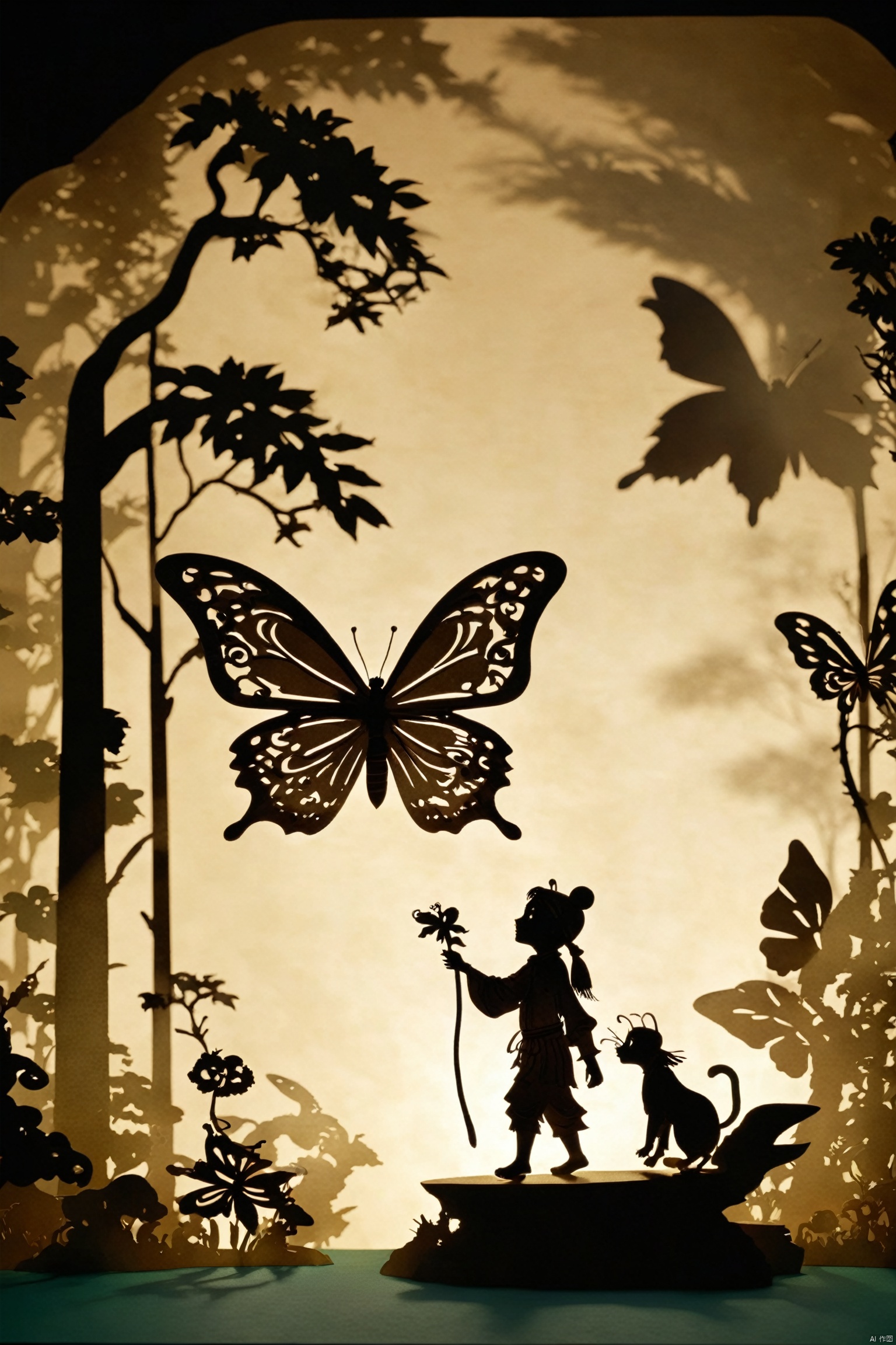 Pivot photography, The Jungle Book, Shadow Figure, Butterfly, 3D, C4D, Silhouette, Backlight, Center Glow, Shadow Play, Dark Magic