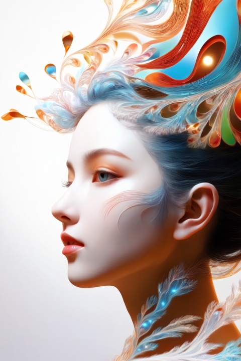 score_9,score_8_up,score_7_up,score_6_up,
Official art, 8k wallpaper, super detailed, beautiful and beautiful, masterpiece, best quality, (fractal art: 1.3), lines, illustration, 1 girl head, white background, very detailed, bright colors, romanticism