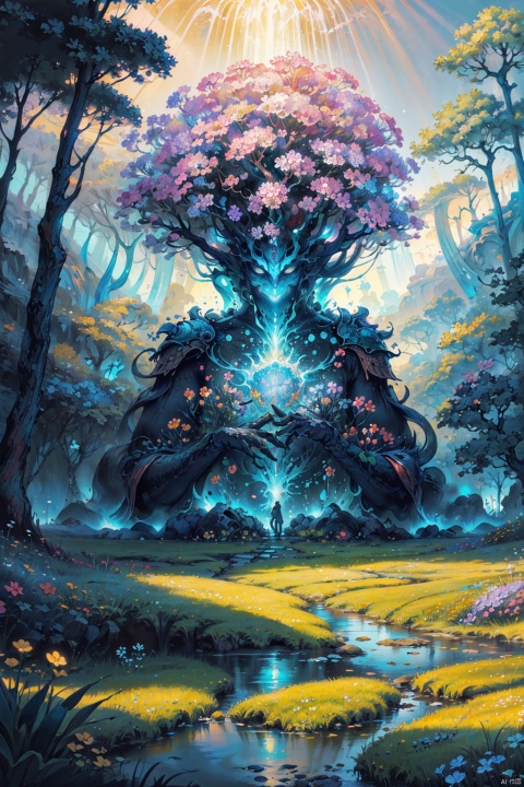  masterpiece,best quality,fantasy,(flowers meadows),Dreamy forest,(magic world),dindal light,CONTRAST,illustration,art,the inception,surrealism,rice paddy
