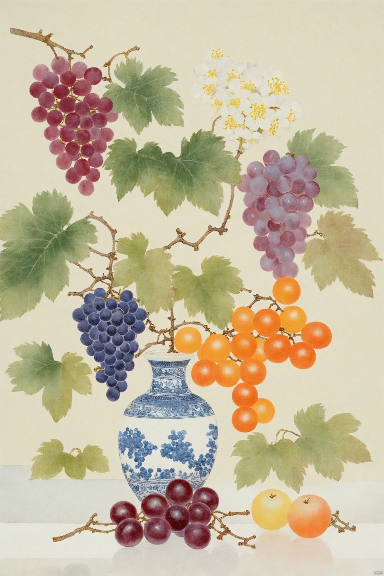  flower,grapes,fruit