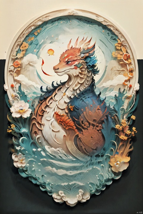  a girl,exquisite and complex background of flowers, Chinese dragons_ink and wash styles_misty clouds_ancient paintings_flames,(chinese dragon:1), yunqing, zydink, colors, Detail, dunhuang ancient style_imagination, hand101