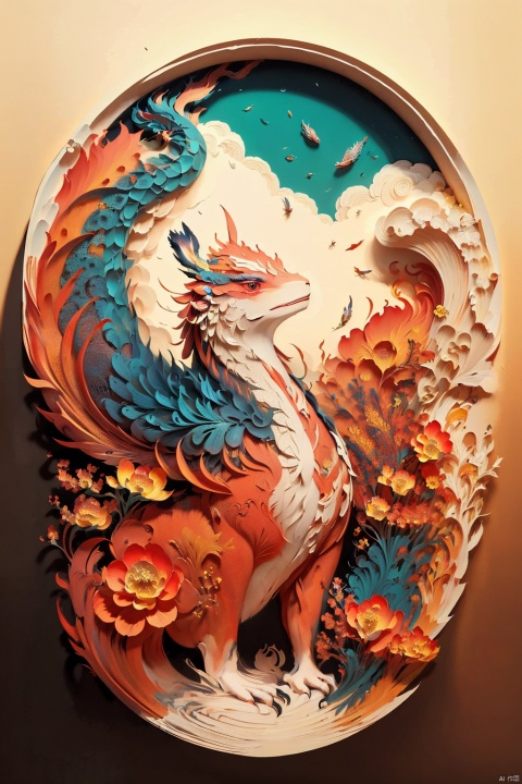  a girl,exquisite and complex background of flowers, Chinese dragons_ink and wash styles_misty clouds_ancient paintings_flames,(chinese dragon:1), yunqing, zydink, colors, Detail, dunhuang ancient style_imagination