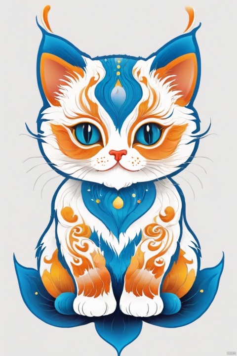  Intricate vector illustration design of a cute Cat for t-shirt, 3-6-9 pattern. Elegant, sophisticated, intricate line work, ornate details, muted color scheme, subtle gradients. Art and mathematics fusion, hyper detailed, trending at artstation, sharp focus, studio photography, intricate detail, highly detailed, centered, perfect symmetrical, bright color, solid white background, with adobe illustrator, in the style of Studio Gibli