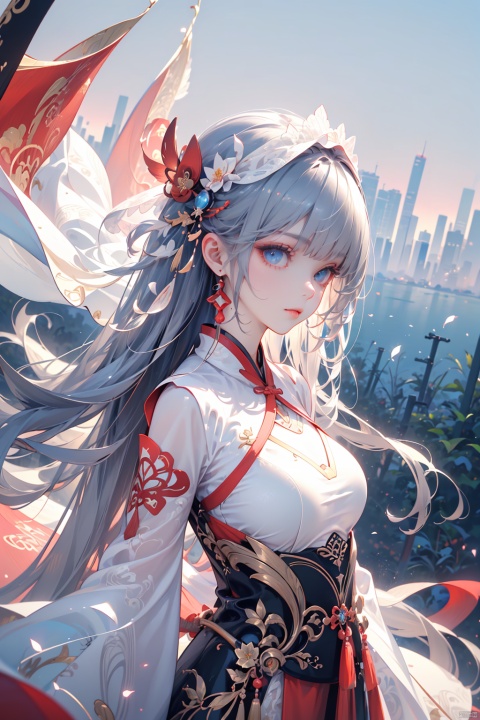  （（Blue eyes, long white hair, bangs：1.36）, To shoot from above. ,art by Zao Wou-ki,extreme close - up, focus on face, A woman in Hanfu, wearing a white transparent veil Chinese swordsman floats over the bamboo forest and stretches his body, solo,gopro photography, enemy falling to the ground, ancient Chinese bamboo forest in the background, concept art,,QingKung,1girl,( super vista, super wide Angle:1.6),(horizon:1.3)