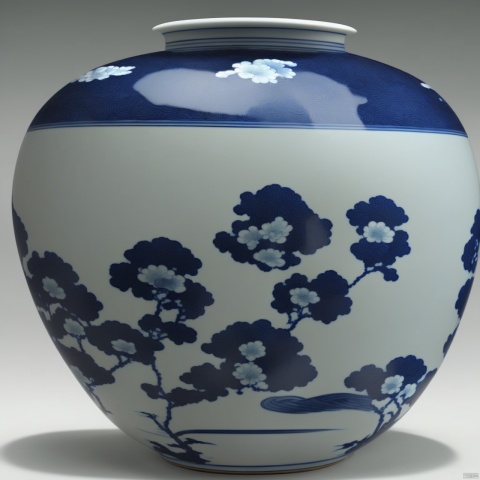  Large vase, art, print, Tang Sancai, Chinese blue and white porcelain, light color, 3d, blue background, clouds,