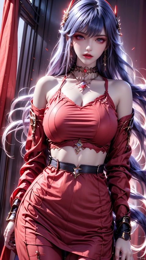  Masterpiece, Ultimate, (A girl was bound with red cloth:1.5), silk, cocoon, spider web, Solo, Complex Details, Color Differences, Realistic, (Moderate Breath), Off Shoulder, Eightfold Goddess, Pink Long Hair, Red Headwear, Hair Above One Eye, Green Eyes, Earrings, Sharp Eyes, Perfect Fit, Choker, Dim Lights,cocoon,transparent,jiBeauty, (red Tight latex clothing), 1girl