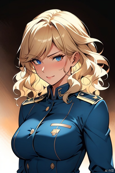  {{masterpiece}}, {{{best quality}}}, {{ultra-detailed}}, {{illustration}}, {1 mature milf}, {{age up}}, {solo}, {on battlefield}, medium hair, blonde hair,{blue eyes}, wavy hair, {{military uniform}}, {military officials}, the upper body,medium breasts,
