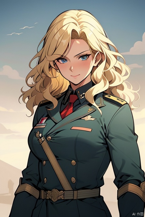  {{masterpiece}}, {{{best quality}}}, {{ultra-detailed}}, {{illustration}}, {1 mature milf}, {{age up}}, {solo}, {on battlefield}, medium hair, blonde hair, wavy hair, {{military uniform}}, {military officials},{{age up}}, the upper body,