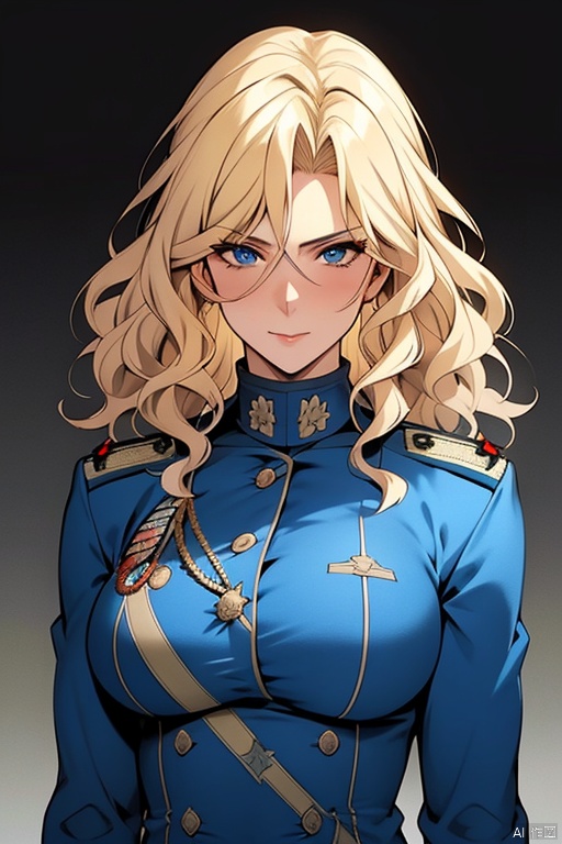  {{masterpiece}}, {{{best quality}}}, {{ultra-detailed}}, {{illustration}}, {1 mature milf}, {{age up}}, {solo}, {on battlefield}, medium hair, blonde hair,{blue eyes}, wavy hair, {{military uniform}}, {military officials}, the upper body,medium breasts,