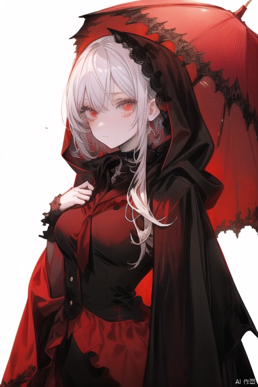  {{masterpiece}}, {{{best quality}}}, {{ultra-detailed}}, {{illustration}}, {1 mature milf}, {{{age up}}},{solo},{{Yandere}},medium hair, {pure white hair}, wavy hair, {red eyes}, expressionless,beautiful detailed eyes, medium breasts, {background is landscape}, {black robe}, {red moon}, the upper body,{{dark_persona}}