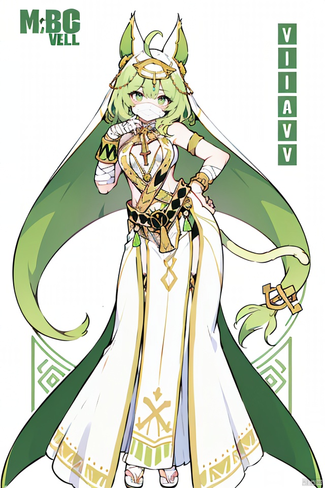  best, 8k, UHD, masterpiece, bright, high quality, flat color, 1girl, (white background:1.2), head lift, air bubble, Ultra-Wide Angle, text censor, solo, video game cover, zettai ryouiki, mosaic censoring, silhouette, ahoge, from below, (wall of text:1.2), number background,(full body:1.2),(looking at viewer:1.2), beach,light smile,hands_on_hips,
\\\\\\\\\\\\\\\\\\\\\\\\\\\\\\\\\\\\, 
(mbac, arabian clothes, white cat ears hood:1.2),egyptian clothes, white-egyptian-dress, (white dress:1.3), desert,(,veil:1.3), bandages, (green hair:1.3),gold jewelry,detailed eyes,

\\\\\\\\\\\\\\\\\\\\\\\\\\\\\\\\\\\\\\\\\\\\\\\\\\\\
 good hands, nice hands,bare hands,(beautiful_face), ((intricate_detail)), (revealing clothes:1.2), clear face,((finely_detailed)), fine_fabric_emphasis,((glossy)),mbac