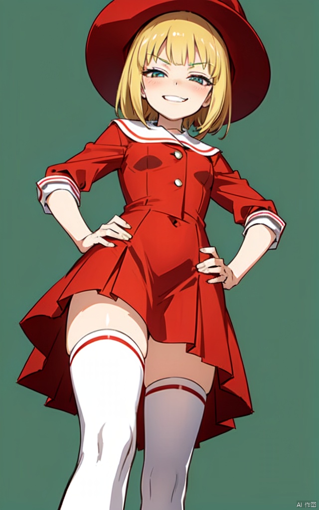  (masterpiece, best quality:1.3),(simple background:1.3),cowboy shot, (from below:1.2),
loli,solo,(foot:1.1),white thighhighs,(leg up,****),(smirk:1.2),blush,hand on hip,pantyshot,