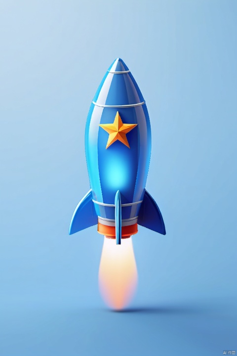  a blue rocket, solo, stars, magic, blue background