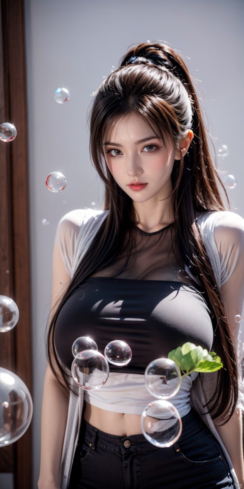 1girl, , Many bubbles