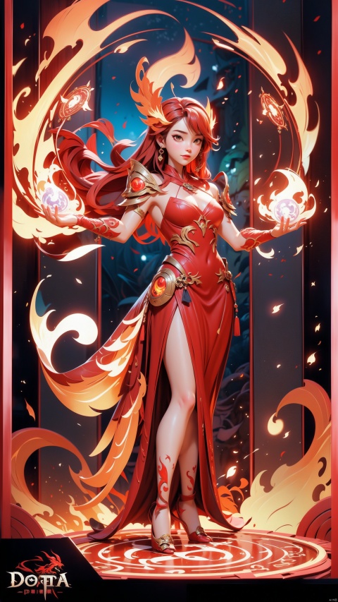  1 girl,DOTA2,Lina,Fiery Magic,Magic Halo,red color,red hair,Red Phoenix Clothes,,Disney style,3D,full body,Fireball in both hands,
render,technology, (best quality) (masterpiece), (highly in detailed), 4K,Official art, unit 8 k wallpaper, ultra detailed, masterpiece, best quality, extremely detailed,CG,low saturation,FF,(\shen ming shao nv\), fire