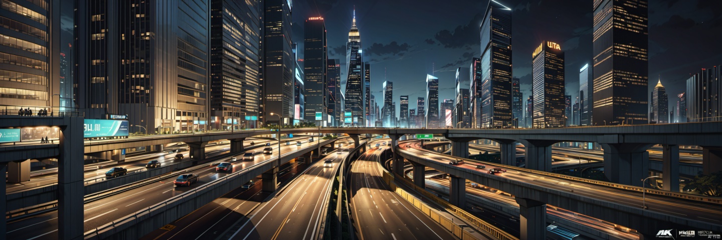  Skyscrapers, skylines,overpass,Interchange Connectivity,Urban Landscape,At night,heavy traffic,Traffic Jam,Endless Stream,
render,technology, (best quality) (masterpiece), (highly in detailed), 4K,Official art, unit 8 k wallpaper, ultra detailed, masterpiece, best quality, extremely detailed,CG,low saturation,(Ultra-Wide Angle Lens:1.2), mir