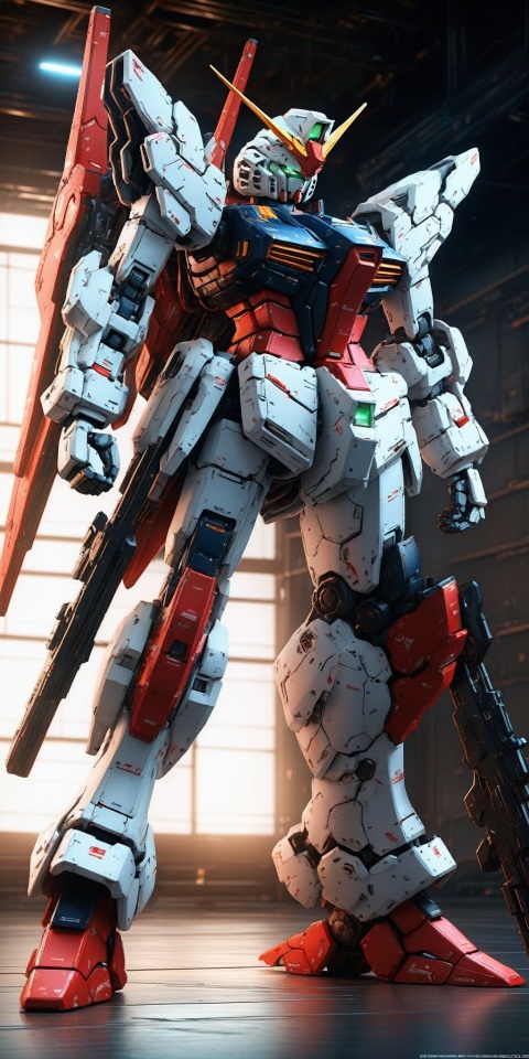 Gundam adopts an extremely futuristic streamlined design, making the entire model more smooth and natural.
Gundam,solo, green_eyes, standing, weapon, gun,clenched_hands,shield,no_humans, glowing, robot,glowing_eyes, 3d model,futuristic technology,mechanical,mecha,science fiction,Streamlined design,Diverse weapons,Armor,Beam rifle,Missile launcher,
4K,Official art, unit 8 k wallpaper, beautiful and aesthetic, masterpiece, best quality, intricate,highly detailed,dynamic angle, full body Still life photography, long exposure, studio environment, super detail, metal texture and tension composition, super realistic, C4D, OC rendering, 3D, super HD16k, super wide angle,
Frosted glass effect,gradient,机甲,BJ_Gundam_SDXL