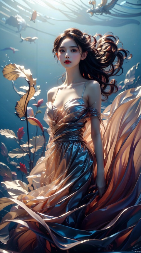  In a vast ocean, the girl met the dragon. She has long golden hair and her eyes are as clear as the blue sea and sky. She was wearing a white long skirt, with the hem swaying gently with the waves of the seawater. Her smile is bright and gives people a warm feeling. At the same time, the appearance of the dragon is also very eye-catching. Its scales are like hard steel, emitting a cold light. The eyes of the dragon are deep and bright, as if they can see through everything. Its tail is long and sturdy, like a steel whip, with infinite power.
1 girl and 1 dragon,masterpiece,
render,technology, (best quality) (masterpiece), (highly detailed), 4K,Official art, unit 8 k wallpaper, ultra detailed, masterpiece, best quality, extremely detailed, dynamic angle,atmospheric,highdetail,exquisitefacialfeatures,futuristic,sciencefiction,CG,