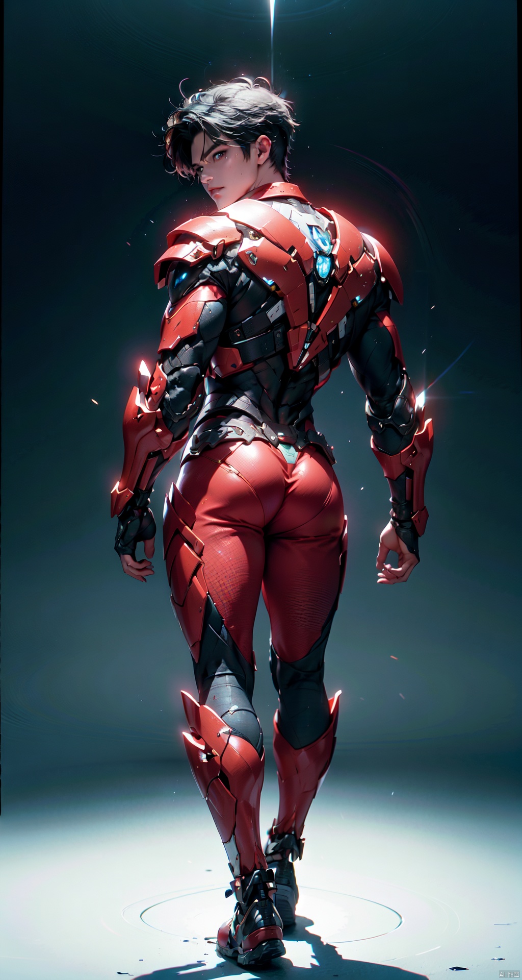  In an unknown future world, a shocking scene unfolds before my eyes. A man wearing a red mech, like a god of war. His appearance is both a symbol of strength and a manifestation of hope. This male mecha has a unique appearance, full of a sense of technology and futurism. The entire mecha presents a deep red luster, like a burning flame, both warm and mysterious. The head design of the mecha is simple and powerful, with the red armor on top resembling a crown of honor, showcasing not only the man's perseverance and courage, but also highlighting his unique charm. His eyes were hidden behind a red mask, firm and sharp, as if he could see through all the falsehoods and directly point to the essence of things. The mecha has thick armor on its chest and back, providing good protection for the body. The waistline is particularly slender, reminiscent of the soft beauty of willows. The shoulders are equipped with a huge red robotic arm, and the lines on the arm are smooth, like flowing flames, giving people a strong visual impact.
1 boy,masterpiece,full body,
render,technology,4K,Official art, unit 8 k wallpaper, ultra detailed, beautiful and aesthetic, masterpiece, best quality, extremely detailed, science fiction,CG, atai, hgz, asuo