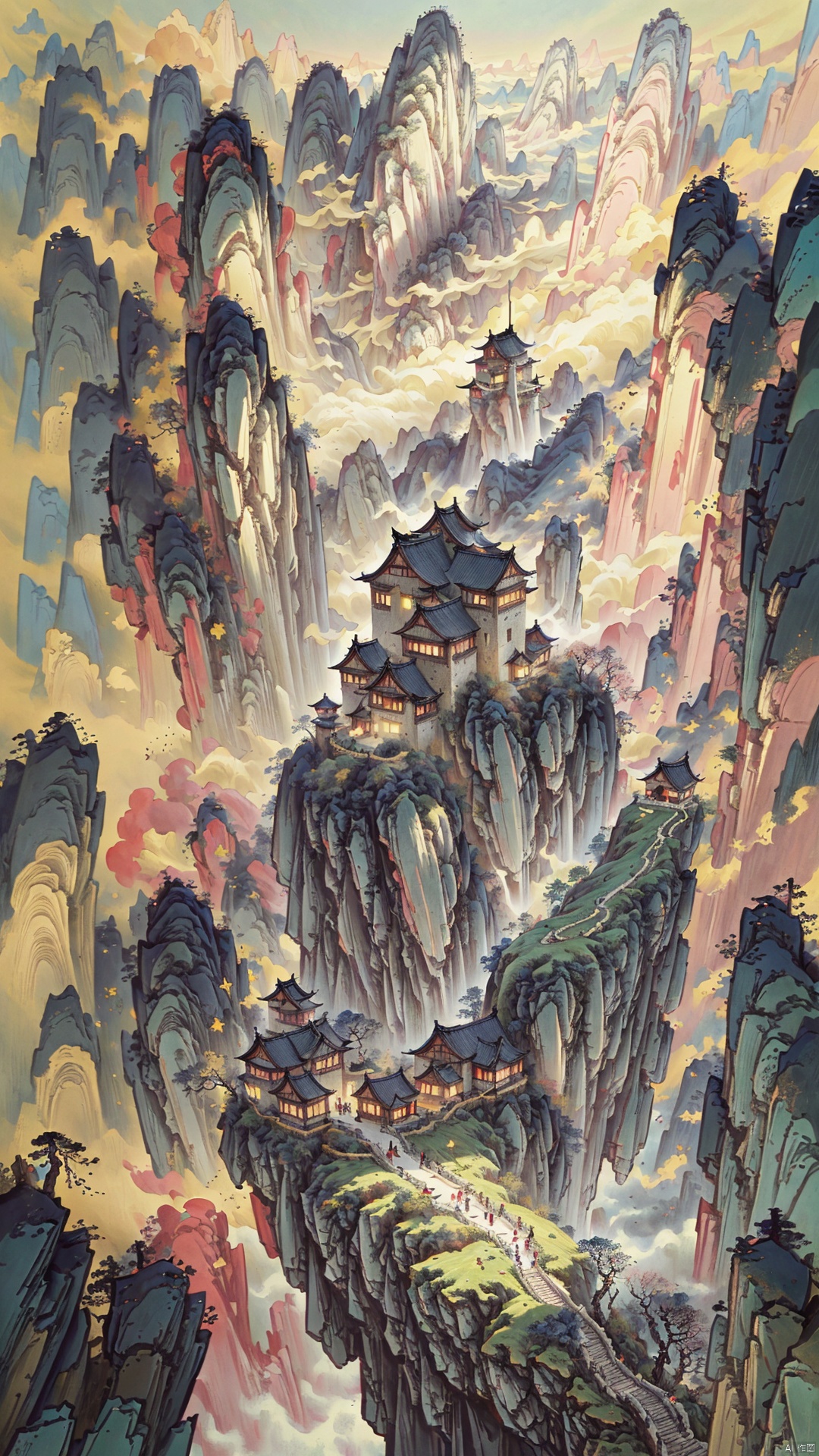Leaving Baidi Castle amidst the colorful clouds in the morning,
Returning to Jiangling a thousand miles away in a single day.
The cries of gibbons echo incessantly from both banks,
Yet my light boat has already passed through countless mountains.
render,technology, (best quality) (masterpiece), (highly in detailed), 4K,Official art, unit 8 k wallpaper, ultra detailed, masterpiece, best quality, extremely detailed,CG,low saturation, as style,