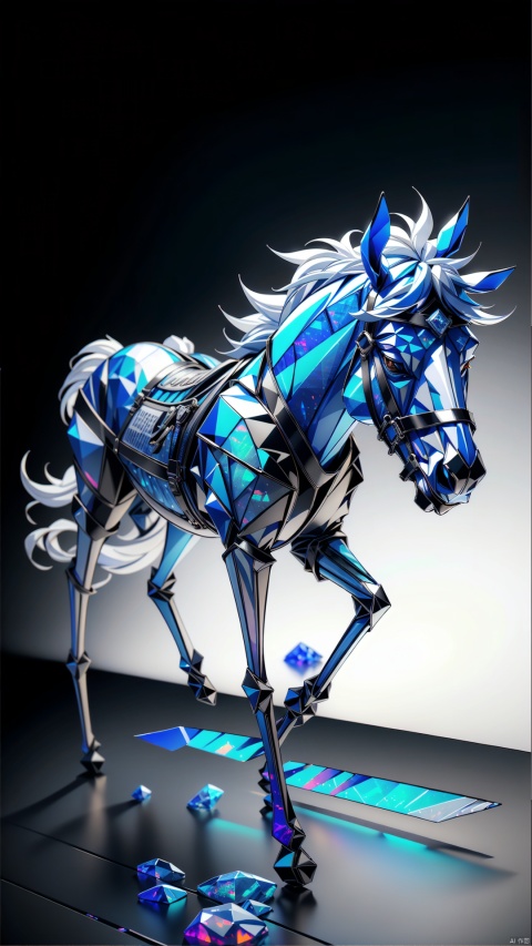 Horse shape,diamond-encrusted,shiny,transparent,White color,Macro Lens,microscopic creations,
render,technology, (best quality) (masterpiece), (highly in detailed), 4K,Official art, unit 8 k wallpaper, ultra detailed, masterpiece, best quality, extremely detailed,CG, transparent , ral-opal , colorful, 1Man