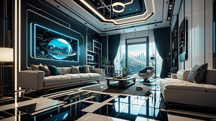  Large floor, living room, interior lighting,
microworld,Interior, Home design, Conceptual space, Surrealism, future technology,
render,technology, (best quality) (masterpiece), (highly in detailed), 4K,Official art, unit 8 k wallpaper, ultra detailed, masterpiece, best quality, extremely detailed,CG,low saturation,monochrome,