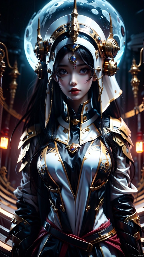  She wore an elaborate gold suit of armor that complemented the punk decorations. The armor is inlaid with shining gems, which not only adds a gorgeous mechanical feel, but also shows her unique taste and style. Wearing a futuristic priesthood helmet, it presents an air of mystery and majesty. The lines of the helmet are smooth and blend perfectly with the shape of her face, as if it were made for her. He carried a huge long sword with a cold glow. The hilt is partly decorated with intricate mechanical patterns, as if made of steel and flame. This sword is not only her weapon, but also her status symbol. Tied around her waist was a trench coat, light and tough in texture, fluttering with her movements. The trench coat was covered with mechanical parts and ornaments that echoed her armor. These parts and decorations are carefully designed and crafted, and every detail is full of mechanical beauty.
With a dark night sky and a white moon in the background, this mysterious and romantic atmosphere accentuates her mechanical style. In this context, she seems to be a warrior from the future world, full of strength and charm.
1 gril,masterpiece,
render,technology,4K,Official art, unit 8 k wallpaper, ultra detailed, beautiful and aesthetic, masterpiece, best quality, extremely detailed, science fiction,CG,C4D,