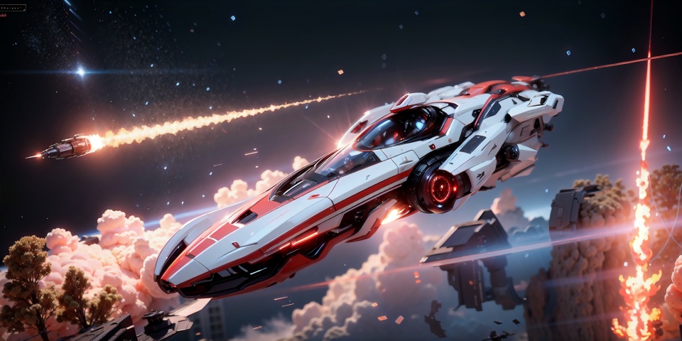  The starship races through space, its powerful engines propelling it through the infinite darkness. The starship is equipped with formidable firepower.
spaceship,Homeworld,EVE,color red,red mecha,
4K,Official art, unit 8 k wallpaper, ultra detailed, beautiful and aesthetic, masterpiece, best quality,extremelydetailed,dynamicangle,atmospheric,highdetail,futuristic,sciencefiction,,C4D,科幻, wujie, d6-mecha