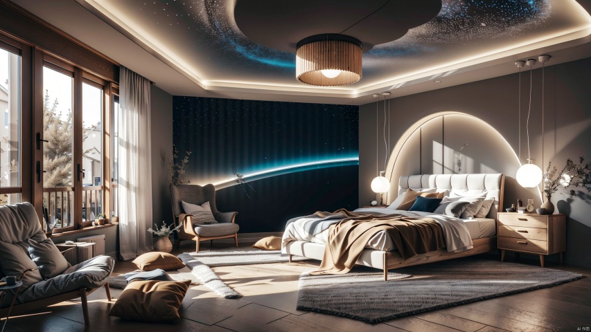  Large floor, bedroom, interior lighting,Curved log structure background,
microworld,Interior, Home design, Conceptual space, Surrealism, future technology,At night
render,technology, (best quality) (masterpiece), (highly in detailed), 4K,Official art, unit 8 k wallpaper, ultra detailed, masterpiece, best quality, extremely detailed,CG,low saturation,monochrome, Installation art, glow, Light master