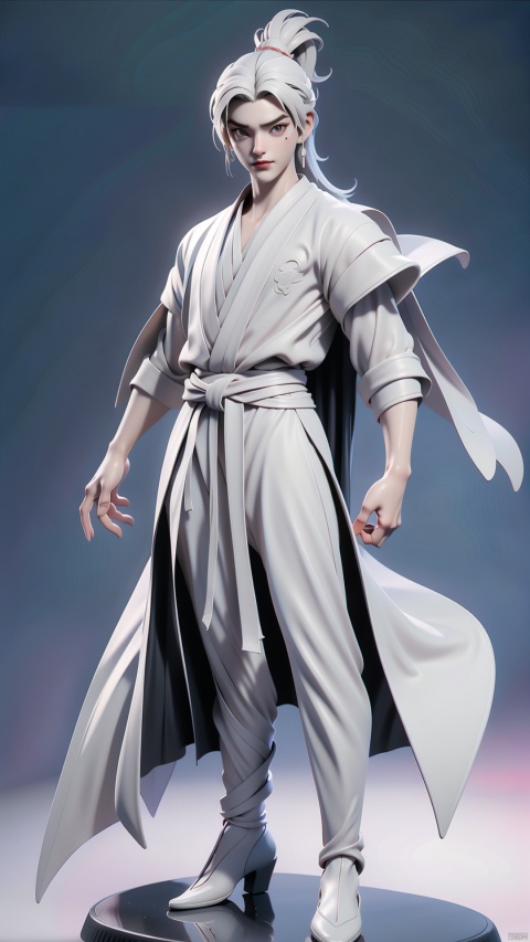 Renegade Immortal,Wang Lin,
1 boy,full body,masterpiece,standing,
White model rendering,4K,Official art,best quality, extremely detailed,CG,C4D,single color,plastic,Handmade, zbxr