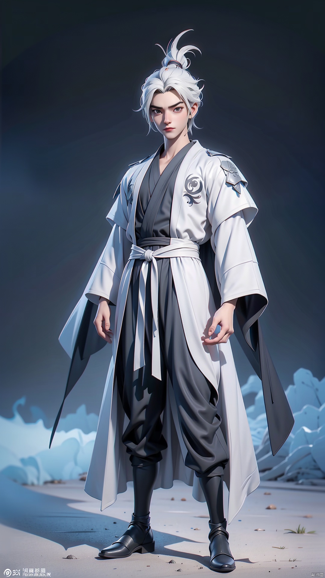 Renegade Immortal,Wang Lin,
1 boy,full body,masterpiece,standing,
White model rendering,4K,Official art,best quality, extremely detailed,CG,C4D,single color,plastic,Handmade,