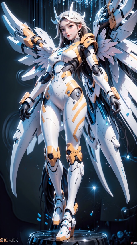  1 girl,mecha,Angel,Six wings,Clear eyes,
Disney style,3D,full body,Sci-fi,exquisitefacialfeatures,futuristic,
render,technology, (best quality) (masterpiece), (highly in detailed), 4K,Official art, unit 8 k wallpaper, ultra detailed, masterpiece, best quality, extremely detailed,CG,low saturation,