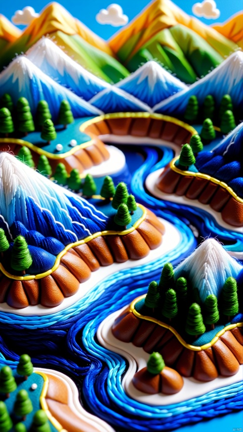 Picture of Mountains and Rivers,embroidery,Macro Lens,microscopic creations,
render,technology, (best quality) (masterpiece), (highly in detailed), 4K,Official art, unit 8 k wallpaper, ultra detailed, masterpiece, best quality, extremely detailed,CG,low saturation,line style,BJ_Sewing_doll
