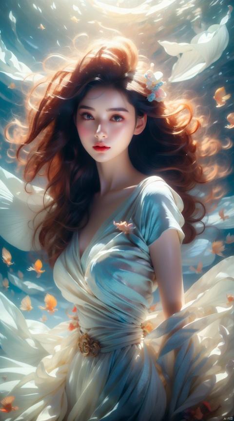  In a vast ocean, the girl met the dragon. She has long golden hair and her eyes are as clear as the blue sea and sky. She was wearing a white long skirt, with the hem swaying gently with the waves of the seawater. Her smile is bright and gives people a warm feeling. At the same time, the appearance of the dragon is also very eye-catching. Its scales are like hard steel, emitting a cold light. The eyes of the dragon are deep and bright, as if they can see through everything. Its tail is long and sturdy, like a steel whip, with infinite power.
1 girl and 1 dragon,masterpiece,
render,technology, (best quality) (masterpiece), (highly detailed), 4K,Official art, unit 8 k wallpaper, ultra detailed, masterpiece, best quality, extremely detailed, dynamic angle,atmospheric,highdetail,exquisitefacialfeatures,futuristic,sciencefiction,CG, dragon, FF