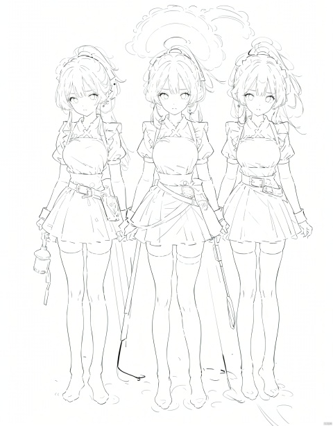 multiple views, pencil sketch, (sketch:1.25), (loli), ((no shoes)), best quality, graphite \\(medium\\), ske, gradient, rainbow, note, Line draft, highres, absurdres, (ultra-detailed:1.1), (illustration:1.1), (infographic:1.2), (all clothes configuration:1.15), (solo), perfectly drawn hands, standing, cohesive background, paper, action, (character design:1.1),

(white stockings:1.2),(revealing clothes:1.2),ace legwear,bodysuit,(Maid attire:1.15),(no hemline:1.2),

1girl, round face, white hair, green eyes, elf, (Double ponytail:1.25),


(beautiful_face), clear face,


((glossy)), masterpiece,best quality,pink bow, zhandounvpu,

clothesviews, Different clothes, Dress-up display, multiple views, looking_at_viewer,full body, back, , zhandounvpu,dq,(braid:0.8), 
Anime, fll, cxg