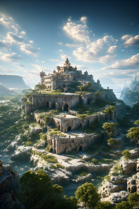  The surrounding decor contains green plants, a triforce symbol, Dungeons and Dragons references and the lookout post, detailed matte painting,fantastic and intricate details, fantasy concept art, 8k resolution trending on Artstation Unreal Engine, (\tong hua cheng bao\), RPG,castle, medieval