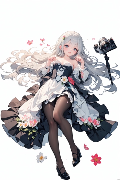  (Shoulder_armor:1.3), (skirt:1.2), Earrings, 
(wearing pointy_high-heeled_shoes:1.3), (pantyhose:1.3), 
(curvy:1.2), (skinny:1.2), (silvery hair:1.2), (long hair), 
(black_eyes, Beautiful and delicate eyes),
(flower hair clip:1.3), (Floral ornament:1.1), 
(masterpiece:1.2),
(solo:1.2), full_shot, fullbody, full_body, intricate detail, ultra-detailed, 
an extremely delicate and beautiful, best quality, watercolorbg, soft, anime style, key visual, vibrant, studio anime, highly detailed,
(Princess costume:1.2),

palace, palace complex, palatial architecture, 
seraglio, 

multiple colored hairs, sweet princess, random cute faces, super happy smiling, group shot, zoom camera, (close eyes:1.2),
(lolita_fashion), (dynamic_pose:1.2), 
((1girl)), full_body, from_above, lying, knees_together_feet_apart, looking_at_viewer, small_breasts, long_hair, lolita_fashion, ribbon, foot focus, White pantyhose, (lying on back:1.3), 




